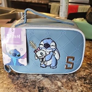 Disney Light Blue Quilted Stitch Cosmetic Pouch with Silver 'S'
